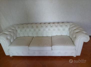 DIVANO FRAU  IN VERA PELLE BIANCO 3 POSTI