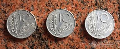 N.3 monete da 10 lire anno 1955
