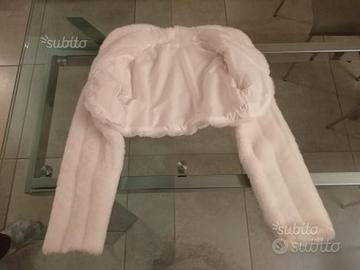 Bolero coprispalla bianco in pelliccia ecologica