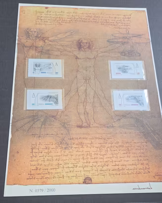 Folder 4 francobolli Leonardo da Vinci 500 anni