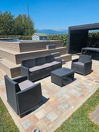 set arredo giardino Rattan salotto 3+2 poltrone