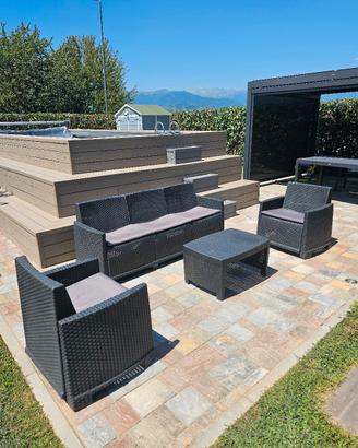set arredo giardino Rattan salotto 3+2 poltrone