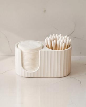 Dispenser dischi e cotton fioc, capiente, bianco