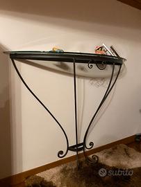 Consolle Artigianale cristallo e ferro battuto