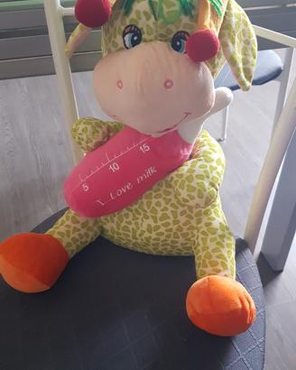 Pupazzo peluche mucca con biberon