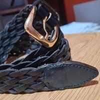 cintura nera intrecciata vera pelle