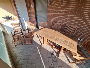 Set Esterno Teak Pregiato VICTORIA – Tavolo + 6 Se
