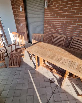 Set Esterno Teak Pregiato VICTORIA – Tavolo + 6 Se
