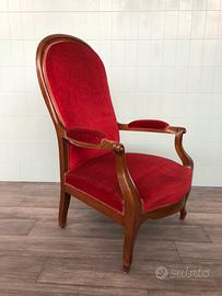 Antica Poltrona Francese In Noce e velluto