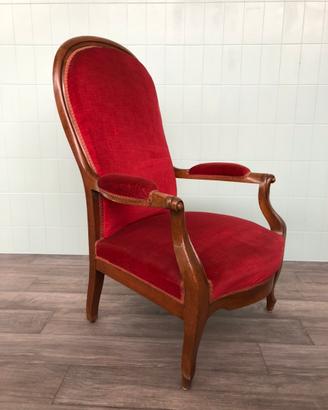 Antica Poltrona Francese In Noce e velluto