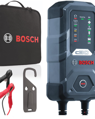 Bosch C30 Caricabatterie per Auto, 6 V - 12 V / 3,