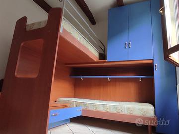 Cameretta angolare a soppalco 2 posti letto -