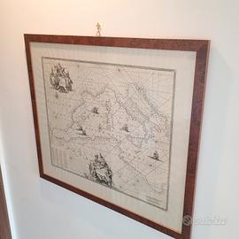 carta nautica stampa timbro a secco cornice  legno