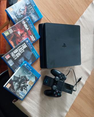 PS4 con joystick, caricatore joystick, 4 giochi