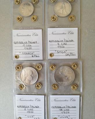 Lire 1-2-5-10 1948/1949/1950 spl/fdc periziate