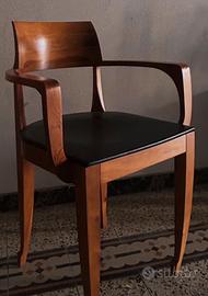 Sedia design legno e pelle nera