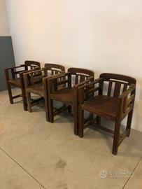 Gruppo 4 poltrone etniche massello per esterno