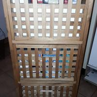 Cassettiera mobile con ruote in griglia legno