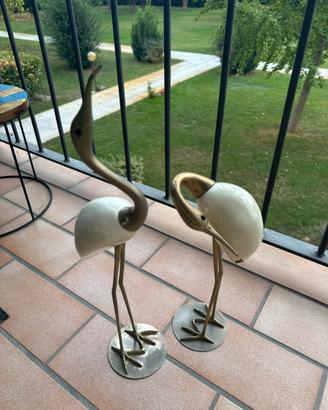 Coppia di gru decorativi in ottone
