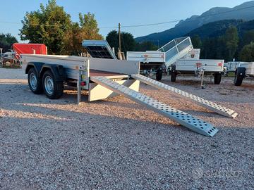 Carrello rimorchio auto doppio asse con rampe