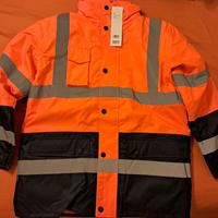 Giaccone arancio/blu con strisce catarifrangenti 