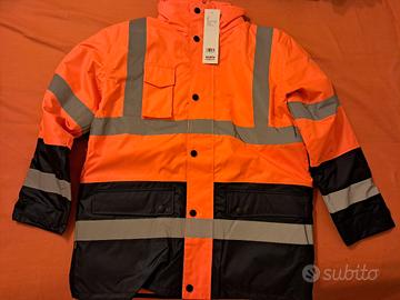 Giaccone arancio/blu con strisce catarifrangenti 