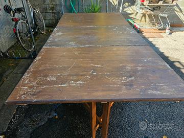 Tavolo rustico allungabile, tavolo antico a ribalt