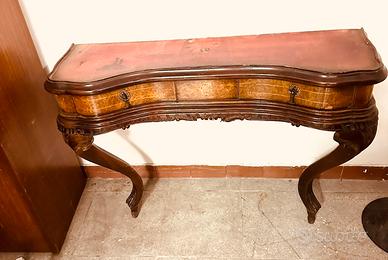 Consolle petineuse legno, metà secolo con intarsi