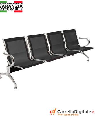 Sedie da attesa in acciaio colore nero 4 posti