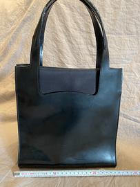 Borsa nera pelle e tessuto LAMARTHE-PARIS