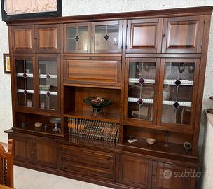 Parete Attrezzata Classica Legno Mobile Soggiorno