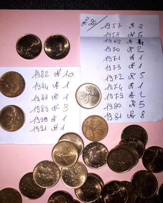 monete da 10 lire+ da 20 lire  dal 1957+20 lire
