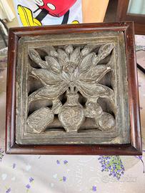 Pannello decorativo asiatico in legno massello