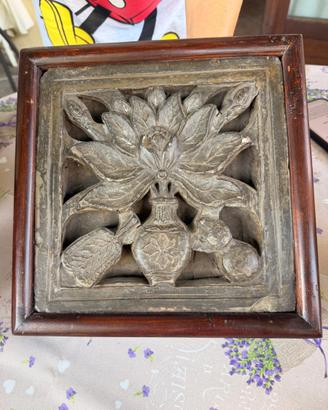 Pannello decorativo asiatico in legno massello