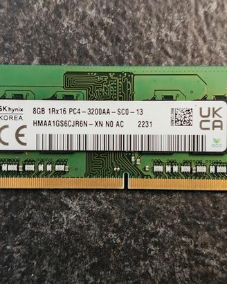 Ram SKhynix DDR 4 8Gb 1Rx16 PC4-3200AA-SC0-13