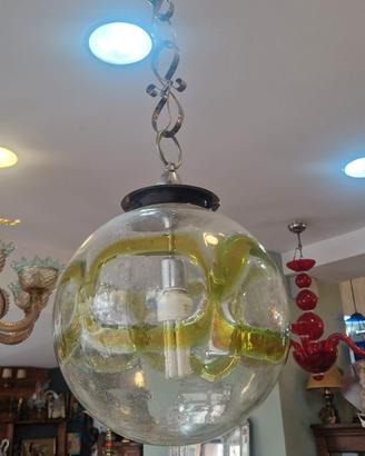 lampada a sospensione in vetro di murano mazzega 