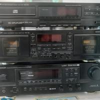 Sintoamplificatore+lettori CD e cassette DENON
