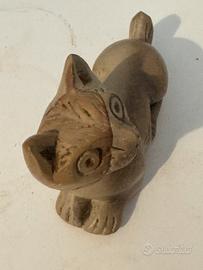 Scultura di gatto in pietra ollare
