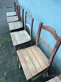 7 Sedie campagnole in noce