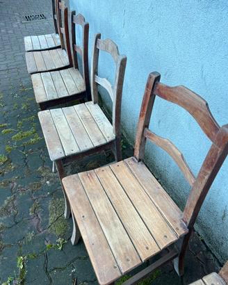 7 Sedie campagnole in noce