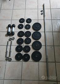 Set pesi Ghisa 50kg più bilanciere e manubri