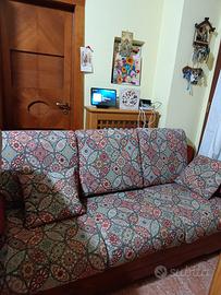 Divano letto 3 posti sfoderabile in legno 