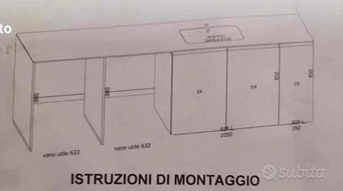 Pianale , Top lavanderia, lavandino lungo 2,70 m