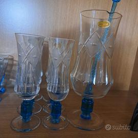 6 calici e brocca in cristallo