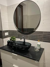 Mobile bagno completo con specchio e lavabo nero