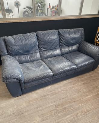 Divano in ecopelle blu