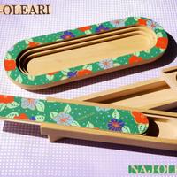 NAJ OLEARI Vintage 1990 Vassoio e Astuccio LEGNO
