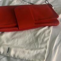 borsa  di pelle a tracolla rossa Pollini