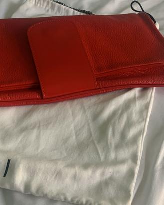 borsa  di pelle a tracolla rossa Pollini