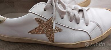 Sneakers donna bianche con stella oro n.40
